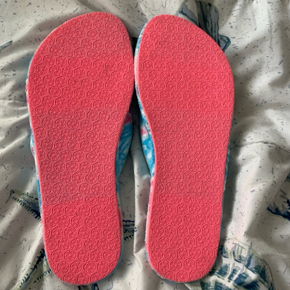 Lilly Pulitzer Pink and Blue Floral Slippers size 9/10 - Picture 2 of 2